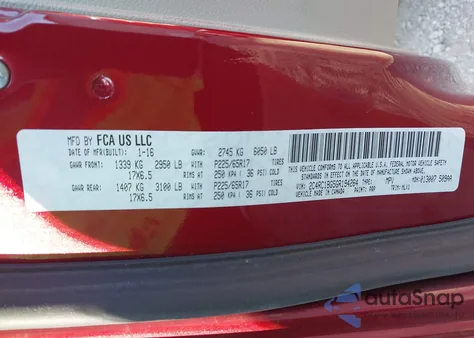 2016 Chrysler Town & Country Touring from USA, damaged, VIN 2C4RC1BG5GR194264